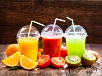 Fresh juices with fruits and vegetables